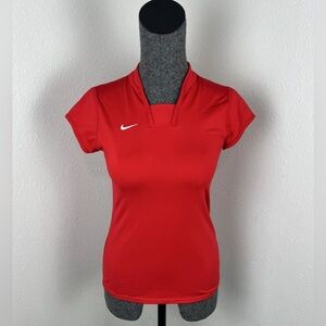 Vintage Y2K Nike Red Short Sleeve Shirt Workout Top Womens Small (4-6) 00s Yoga